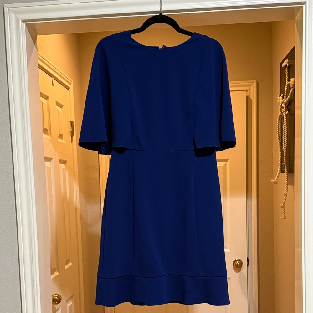 Lauren Ralph Lauren Blue Sheath Dress with Flutter Sleeves